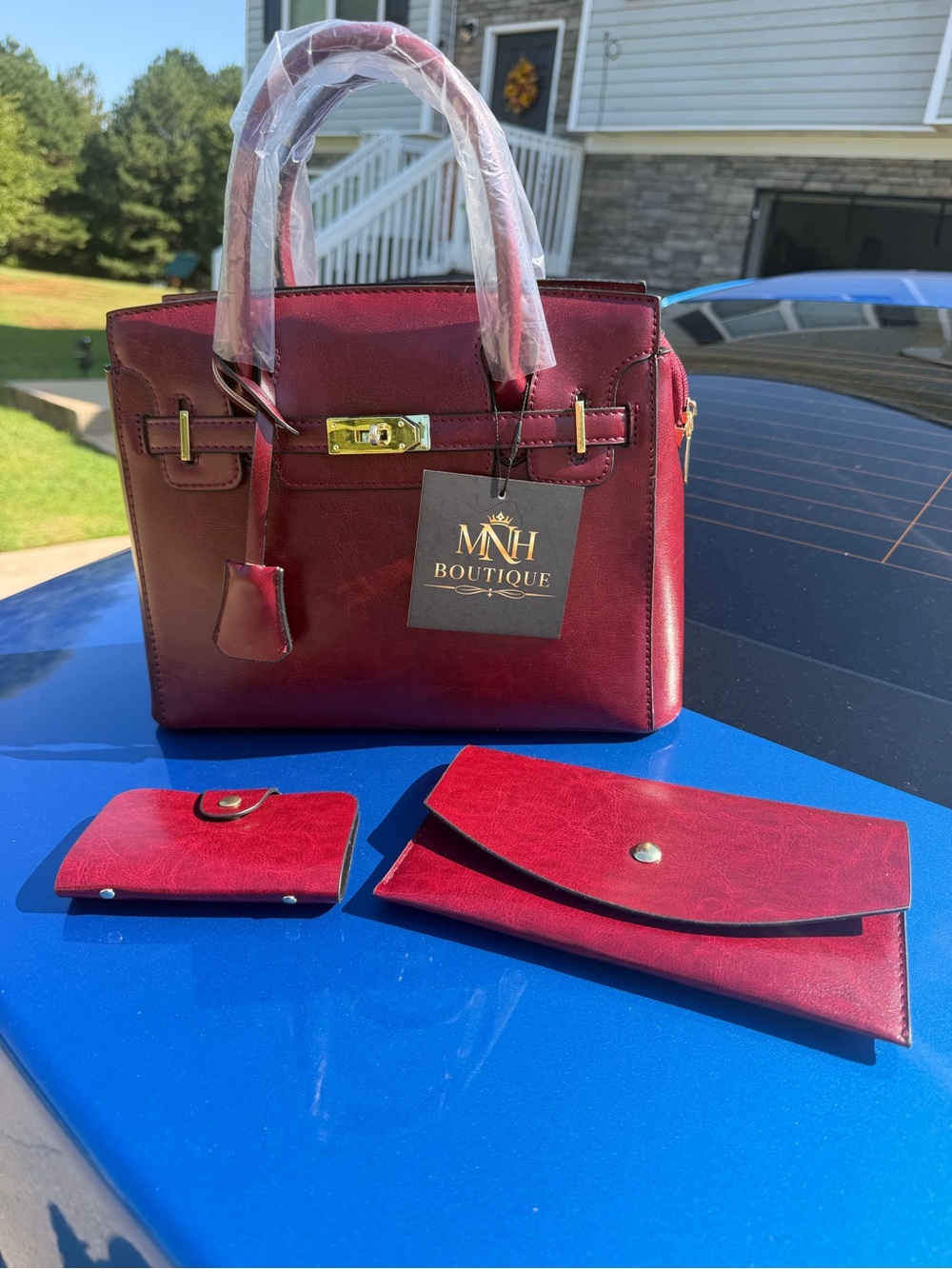 Women's Structured Satchel in Deep Red
